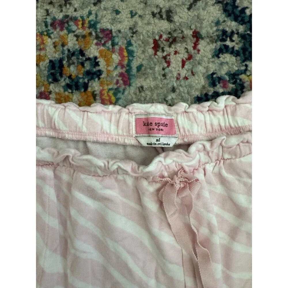 Kate Spade New York Women's Pink‎ Striped Pajama Set Ruffle Size L/XL